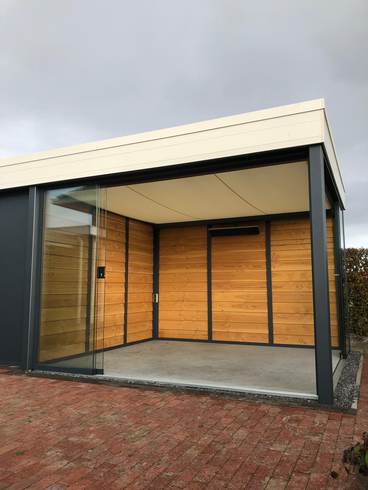 Houthok met tuinkamer terras met Ter Huurne schuifwand