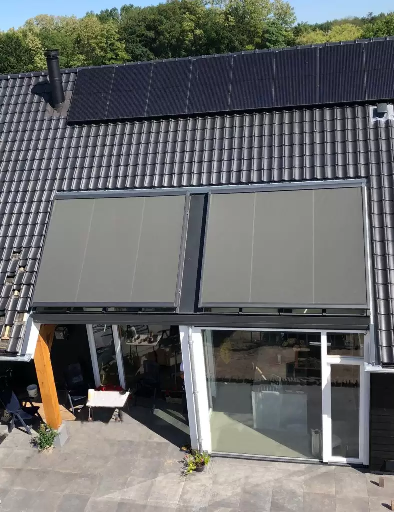 Serre/terrasoverkapping in pannendak zonwering